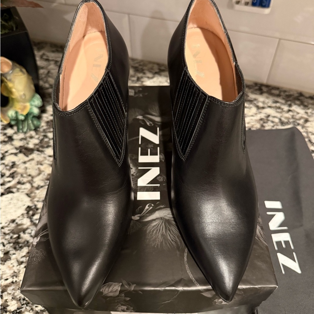INEZ Black Ankle Boots for Women